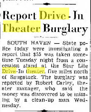 Starlight Drive-In Theatre - Jun 2 1960 Robbery